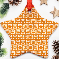 Yellow And White Owl Pattern Star Ornament (two Sides)  by GardenOfOphir