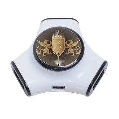 Music, Clef On A Shield With Liions And Water Splash 3-port Usb Hub by FantasyWorld7