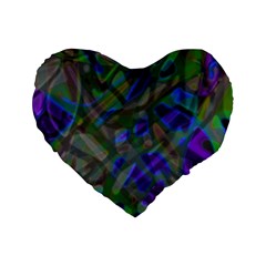 Colorful Abstract Stained Glass G301 Standard 16  Premium Heart Shape Cushions by MedusArt
