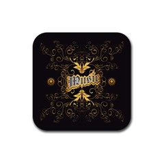 Music The Word With Wonderful Decorative Floral Elements In Gold Rubber Coaster (square)  by FantasyWorld7