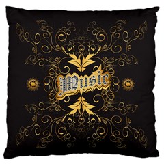 Music The Word With Wonderful Decorative Floral Elements In Gold Large Flano Cushion Cases (two Sides)  by FantasyWorld7
