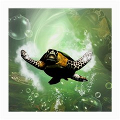 Wonderful Sea Turtle With Bubbles Medium Glasses Cloth (2-side) by FantasyWorld7