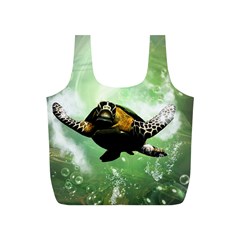Wonderful Sea Turtle With Bubbles Full Print Recycle Bags (s)  by FantasyWorld7