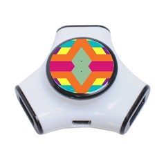 Colorful Rhombus And Stripes 3-port Usb Hub by LalyLauraFLM