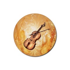 Wonderful Violin With Violin Bow On Soft Background Rubber Coaster (round)  by FantasyWorld7