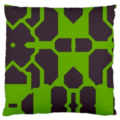 Brown Green Shapes Large Cushion Case (two Sides) by LalyLauraFLM