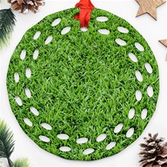 Green Grass 2 Round Filigree Ornament (2side) by trendistuff
