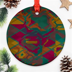 Geometric Shapes In Retro Colors			ornament (round) by LalyLauraFLM