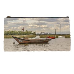 Fishing And Sailboats At Santa Lucia River In Montevideo Pencil Cases by dflcprints