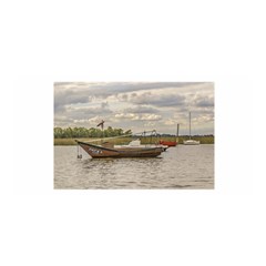 Fishing And Sailboats At Santa Lucia River In Montevideo Satin Wrap by dflcprints