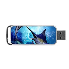 Awersome Marlin In A Fantasy Underwater World Portable Usb Flash (one Side) by FantasyWorld7