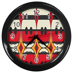 Rhombus Ovals And Stripes 			wall Clock (black) by LalyLauraFLM
