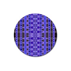 Blue Black Geometric Pattern Magnet 3  (round) by BrightVibesDesign