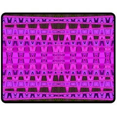 Bright Pink Black Geometric Pattern Double Sided Fleece Blanket (medium)  by BrightVibesDesign