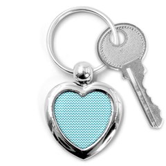 Blue White Chevron Key Chains (heart)  by yoursparklingshop