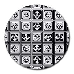 Black And White Round Mousepads by FunkyPatterns