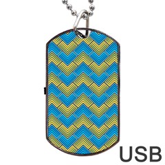 Blue And Yellow Dog Tag Usb Flash (one Side) by FunkyPatterns