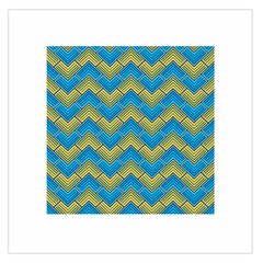 Blue And Yellow Large Satin Scarf (square) by FunkyPatterns
