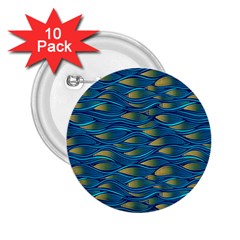 Blue Waves 2 25  Buttons (10 Pack)  by FunkyPatterns
