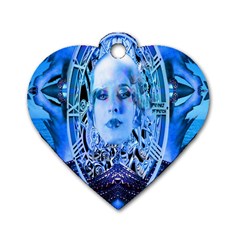 Clockwork Blue Dog Tag Heart (two Sides) by icarusismartdesigns
