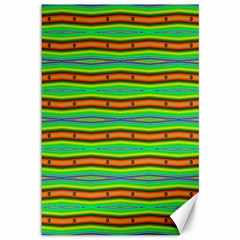 Bright Green Orange Lines Stripes Canvas 12  X 18   by BrightVibesDesign