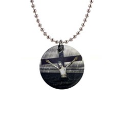 Jesus On The Cross At The Sea Button Necklaces by dflcprints