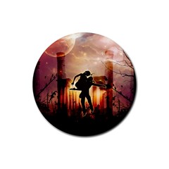 Dancing In The Night With Moon Nd Stars Rubber Round Coaster (4 Pack)  by FantasyWorld7