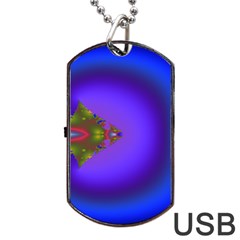 Into The Blue Fractal Dog Tag Usb Flash (two Sides)  by Fractalsandkaleidoscopes