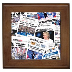 Hillary 2016 Historic Newspaper Collage Framed Tiles by blueamerica