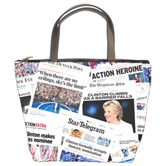 Hillary 2016 Historic Newspaper Collage Bucket Bags by blueamerica