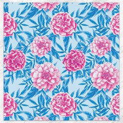 Blue & Pink Floral Canvas 12  X 12   by TanyaDraws