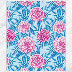 Blue & Pink Floral Canvas 20  X 24   by TanyaDraws