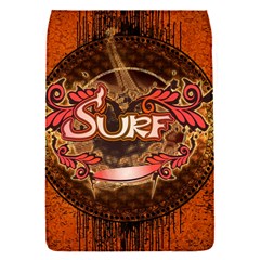 Surfing, Surfboard With Floral Elements  And Grunge In Red, Black Colors Flap Covers (s)  by FantasyWorld7