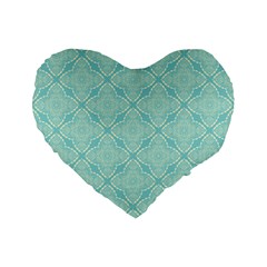 Light Blue Lattice Pattern Standard 16  Premium Flano Heart Shape Cushions by TanyaDraws
