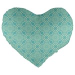 Light Blue Lattice Pattern Large 19  Premium Flano Heart Shape Cushions Front