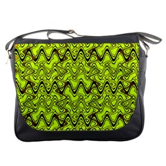 Yellow Wavey Squiggles Messenger Bags by BrightVibesDesign
