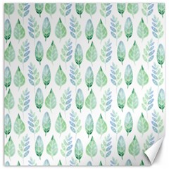 Green Watercolour Leaves Pattern Canvas 12  X 12   by TanyaDraws