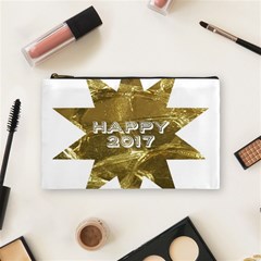 Happy New Year 2017 Gold White Star Cosmetic Bag (medium)  by yoursparklingshop