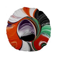 Abstract Orb In Orange, Purple, Green, And Black Standard 15  Premium Flano Round Cushions by digitaldivadesigns
