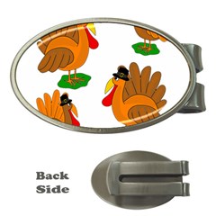 Thanksgiving Turkeys Money Clips (oval)  by Valentinaart