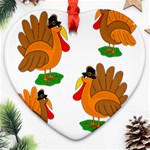 Thanksgiving turkeys Heart Ornament (2 Sides) Back