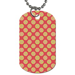 Mod Yellow Circles On Orange Dog Tag (two Sides) by BrightVibesDesign