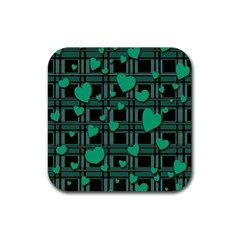 Green Love Rubber Coaster (square)  by Valentinaart