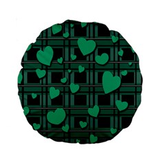 Green Love Standard 15  Premium Round Cushions by Valentinaart