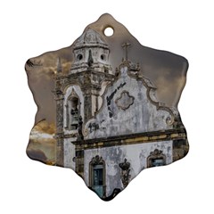 Exterior Facade Antique Colonial Church Olinda Brazil Snowflake Ornament (2-side) by dflcprints