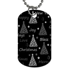 New Year Pattern - Gray Dog Tag (two Sides) by Valentinaart