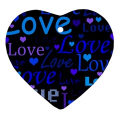 Blue Love Pattern Heart Ornament (2 Sides) by Valentinaart