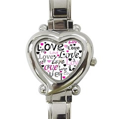 Love Pattern - Magenta Heart Italian Charm Watch by Valentinaart