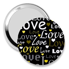 Yellow Love Pattern 3  Handbag Mirrors by Valentinaart