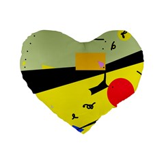 Party In The Desert  Standard 16  Premium Flano Heart Shape Cushions by Valentinaart